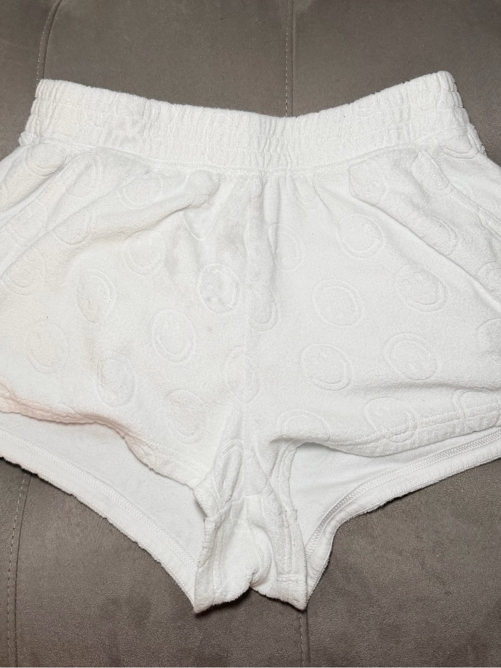 Aerie White Terry Circle-Pattern Athletic Shorts